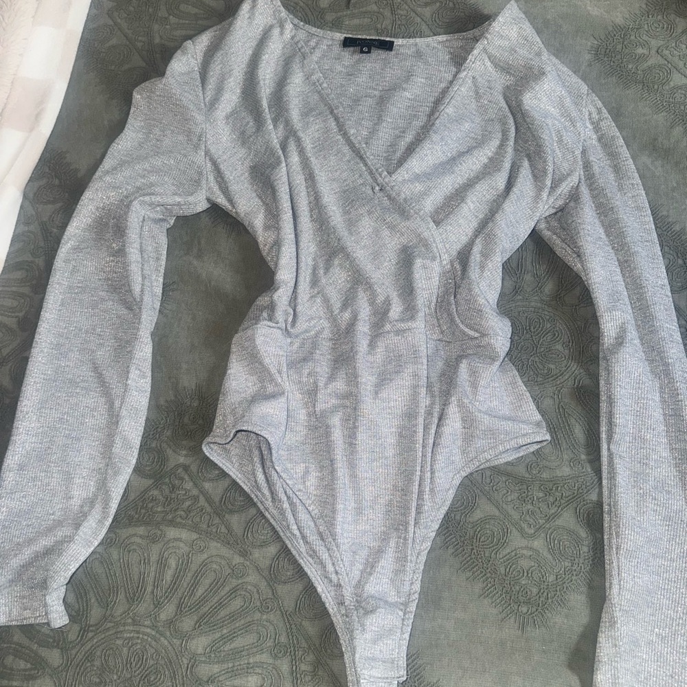 Silver Long Sleeve Bodysuit